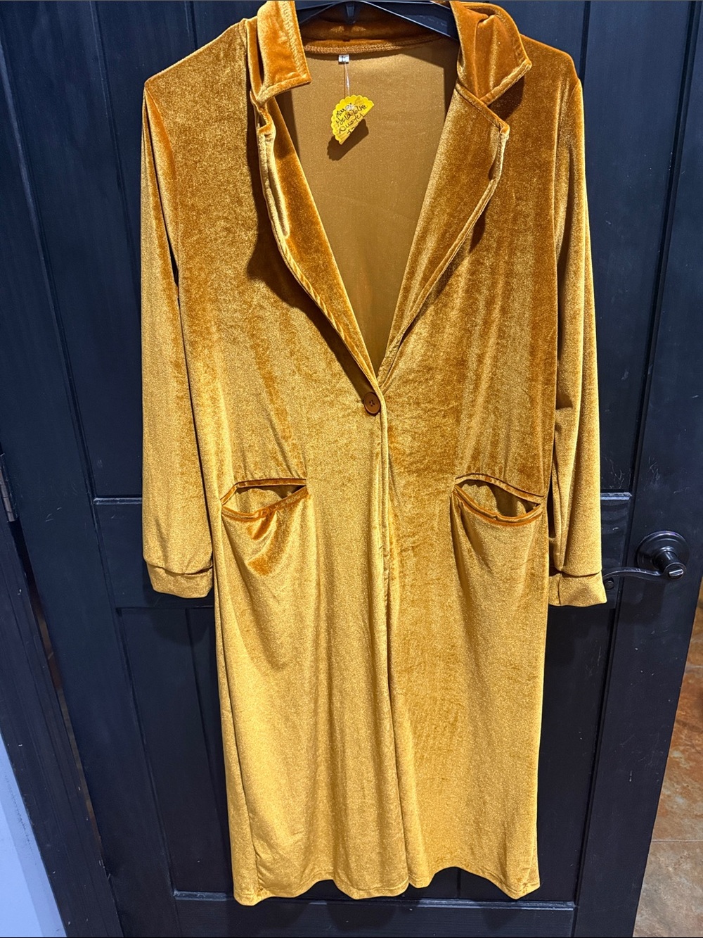 Gold Velvet Longline Women's Coat